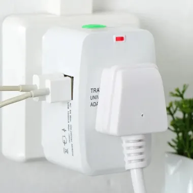 Universal Travel Adapter with Dual USB and Surge Protector All in One Plug Converter USUKEUAU